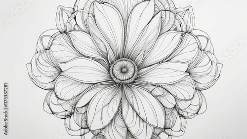 Wallpaper Mural Helical flower drawing, bioluminescent details, insanely hyper-detailed, ornate, sleek lines, flowing fluid lines. flower drawing Torontodigital.ca