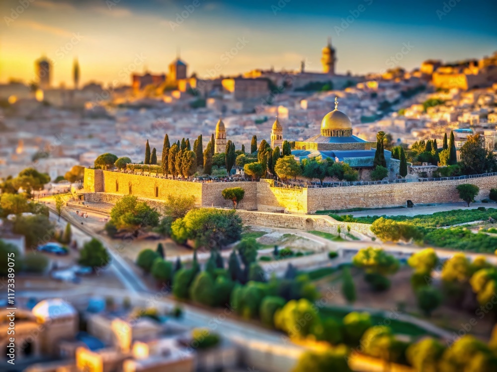 Obraz premium Miniature Mount of Olives, Jerusalem - Panoramic Tilt-Shift View