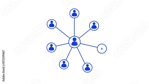 contacts concept animation with blue color on black background. social network icon animation.