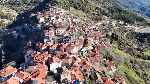 Aerial view of Dimitsana village, Peloponnese, Greece photo