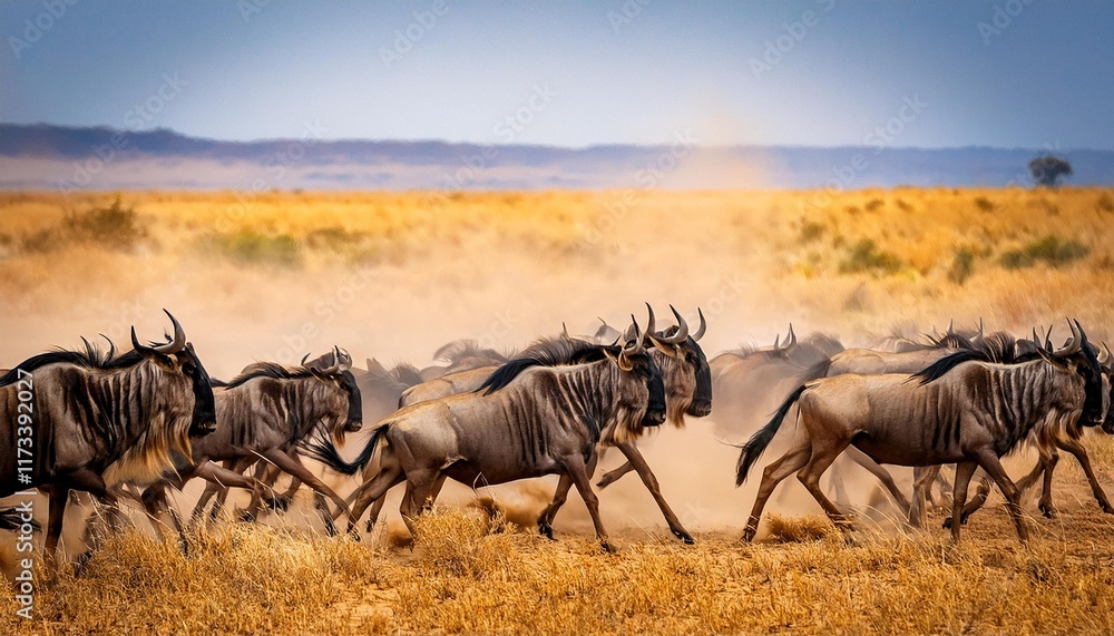 wildebeest in serengeti