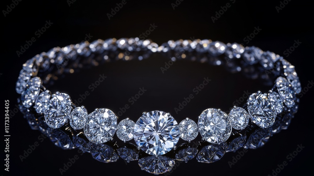 Captivating diamond necklace showcasing an array of sparkling gemstones on a sleek black background. Perfect for adding elegance to any outfit. Captivating diamond necklace showcasing an array of sparkling gemstones on a sleek black background. Perfect for adding elegance to any outfit.