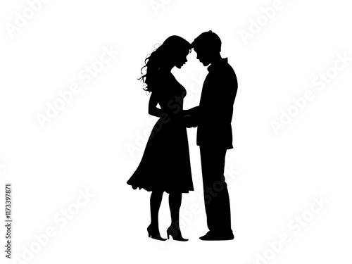 Wallpaper Mural A premium vector showcasing a loving couple standing together as the man embraces his girlfriend. The image radiates warmth and affection, symbolizing love and connection.  Torontodigital.ca