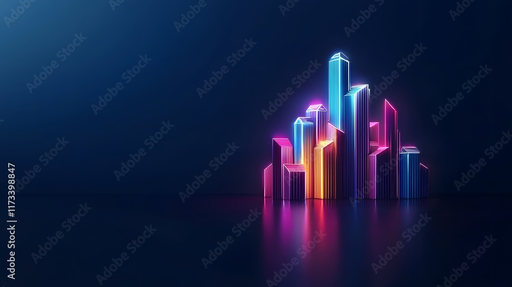 Fototapeta premium Glimmering Sci-Fi Cityscape with Dynamic Bioluminescent Patterns