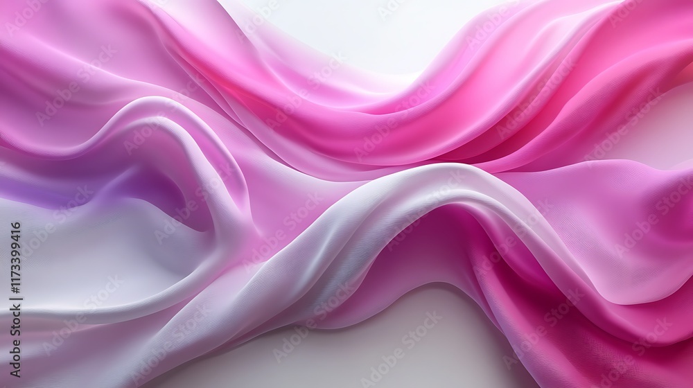 Obraz premium Pink silk fabric waves, abstract background, soft texture, design element.