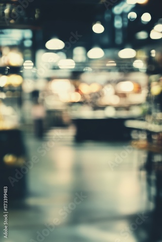 Wallpaper Mural A blurred image capturing the essence of a market or store interior, featuring soft lights and an inviting atmosphere. Perfect for conveying a vibrant shopping experience. Torontodigital.ca