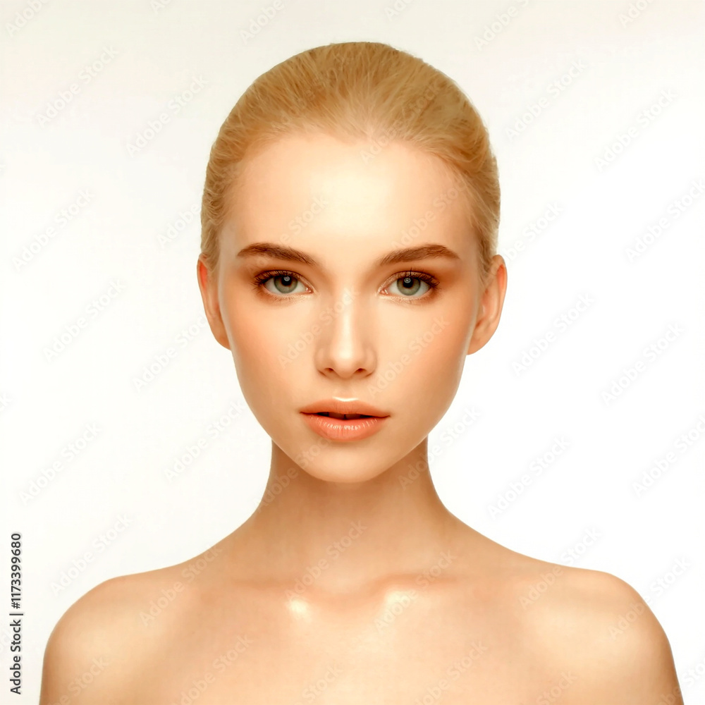 Captivating portrait of natural beauty in soft lighting Captivating portrait of natural beauty in soft lighting