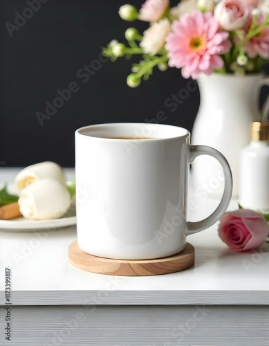 Wallpaper Mural cup of tea and flowers Torontodigital.ca