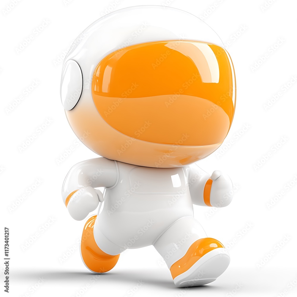 Adorable Astronaut Character Running Joyfully