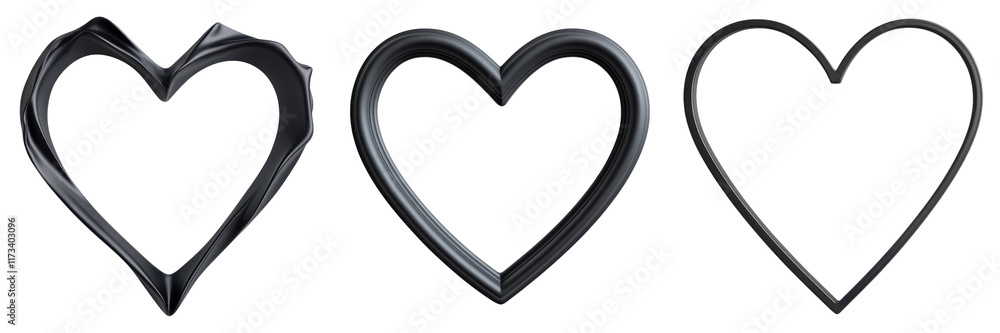 Minimalist black metal heart shaped frames in three styles Minimalist black metal heart shaped frames in three styles