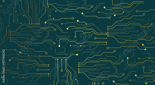 Dark green Circuit technology background with hi-tech digital data connection system and computer electronic design. Circuit board. High-tech technology background. Cyber connection electronic. 