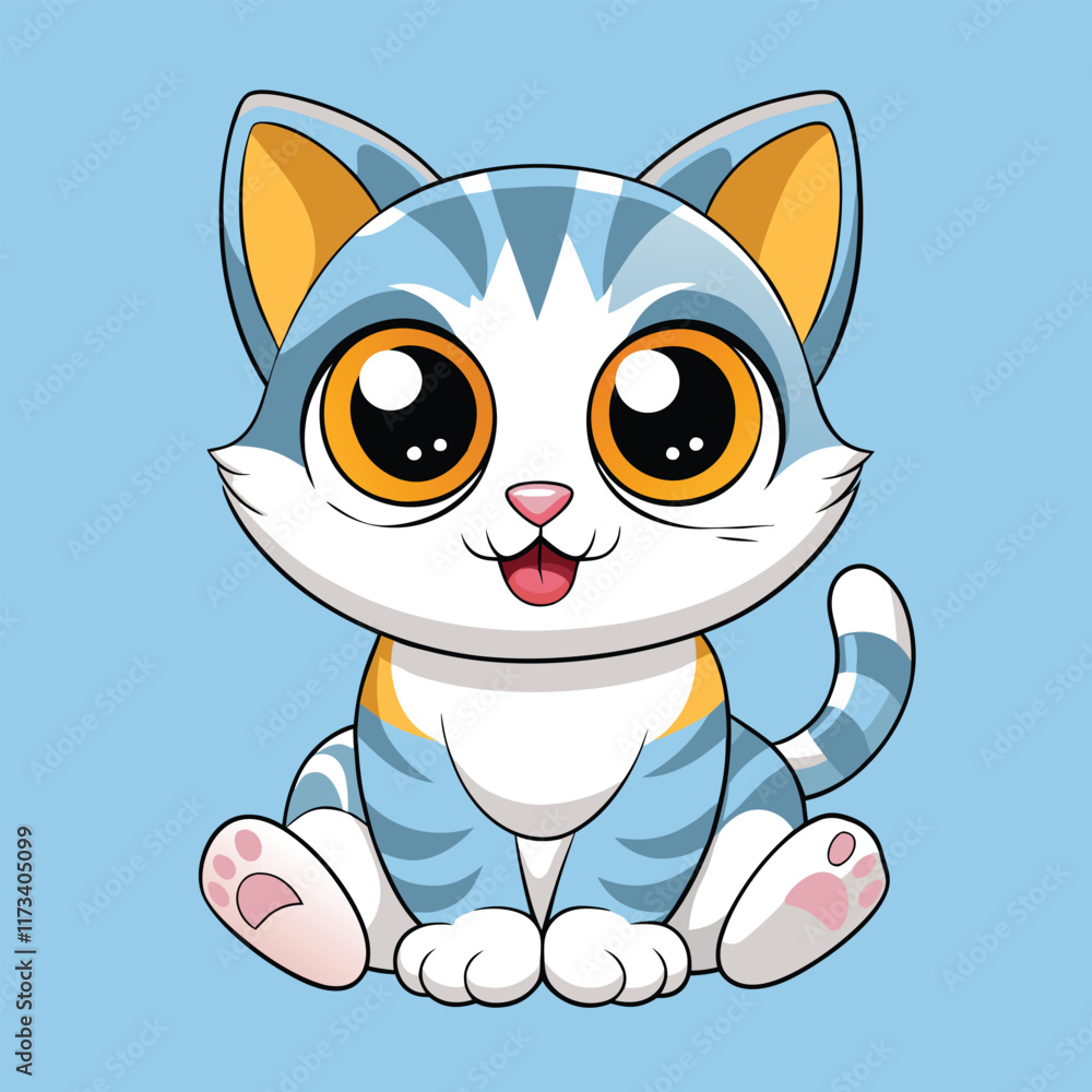 Obraz premium cute cat cartoon vector illustration, isolated on white background 