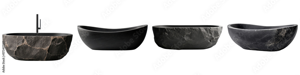 Elegant black stone bathtubs with matte finishes, perfect for modern bathrooms Elegant black stone bathtubs with matte finishes, perfect for modern bathrooms