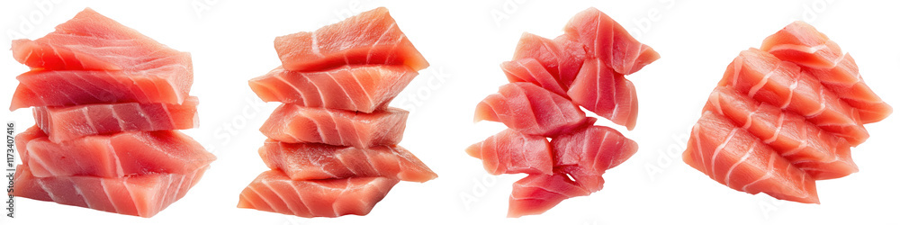 Fresh pink tuna sashimi slices with smooth texture, perfect for sushi lovers Fresh pink tuna sashimi slices with smooth texture, perfect for sushi lovers
