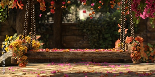 A Beautifully Decorated Swing for Makar Sankranti Festival Celebrations photo