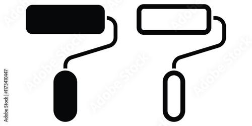 Paint Roller Icon. Black vector icon of a paint roller, symbolizing home improvement and renovation tasks. paint roller gradient icon. Design eps 10