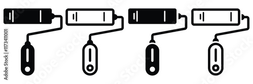 Paint icon vector. paint brush sign and symbol. paint roller icon vector. Paint roller icon on light background. Paint symbol. Brush, color, repaint, renovation, interior, work tool, art. Outline.