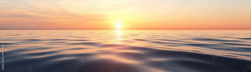 Fototapeta premium Tranquil Sunset Over the Calm Ocean Waves