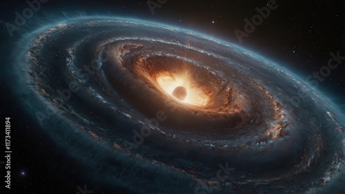 gargantua, space, star, light, galaxy, astronomy, spiral, planet, universe, blue, swirl, night, sky, illustration, wallpaper, cosmos, nebula, design, vortex, art, black, glow, tunnel, fantasy, energy,