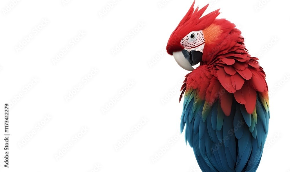 Fototapeta premium Red macaw with detailed plumage.