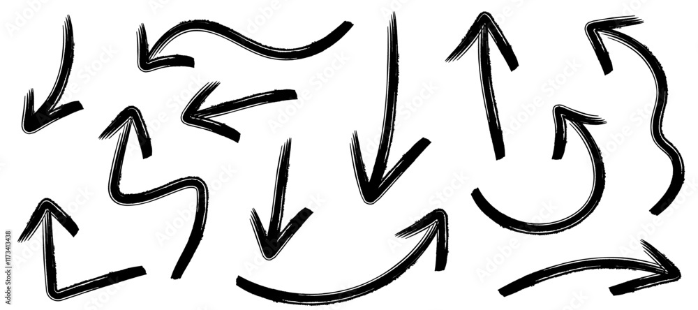 Hand drawn brush vector arrows Hand drawn brush vector arrows