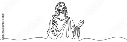 Jesus continuous line drawing. Vector illustration