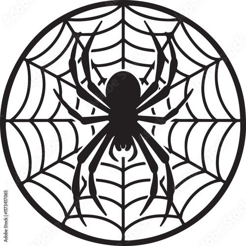 spider and web, Spider icon silhouette vector style photo