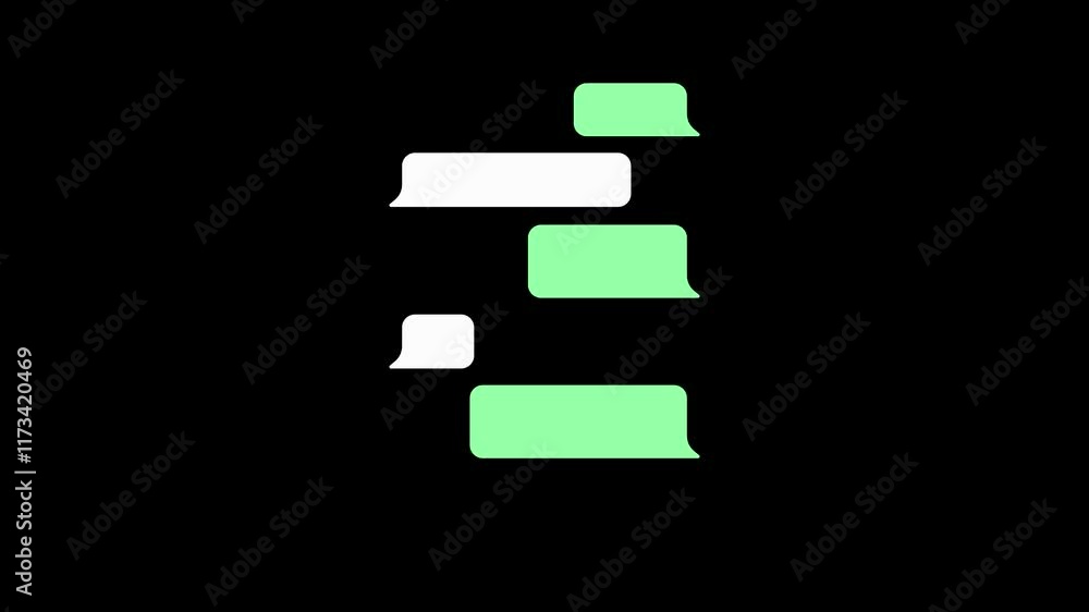 Popup message on transparent background with alpha channel. Speech bubble animation for text. Chat popup for comments, posts with copy space Popup message on transparent background with alpha channel. Speech bubble animation for text. Chat popup for comments, posts with copy space