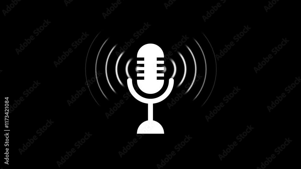 voice recording and podcast mic microphone button icon animation video. Audio microphone icon animation voice recording and podcast mic microphone button icon animation video. Audio microphone icon animation