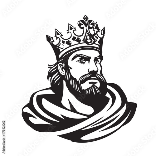 King Vector Design Black and White Illustration