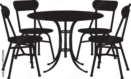 Title: Chairs Table Silhouette Illustrations.to protect information vector transparent background.