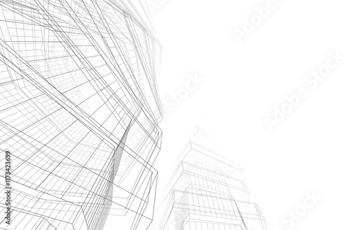 Architectural drawing 3d rendering sketch project