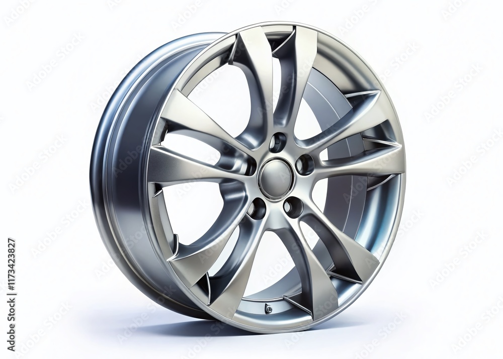 Obraz premium New Car Alloy Wheel Isolated on White Background - Stock Photo