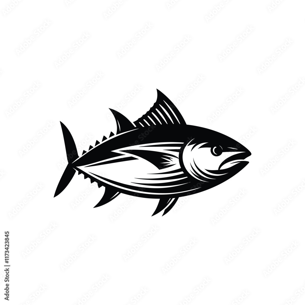 Blackfin Tuna Vector Illustration with Bluefin Tuna Design Blackfin Tuna Vector Illustration with Bluefin Tuna Design