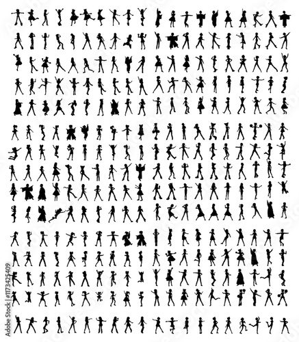 Cute Anime Girls doing different activities with different expressions Silhouette Vector Pack graphic drawing illustration for stickers, streetwear, t-shirts, logos, print-on-demand, print, branding