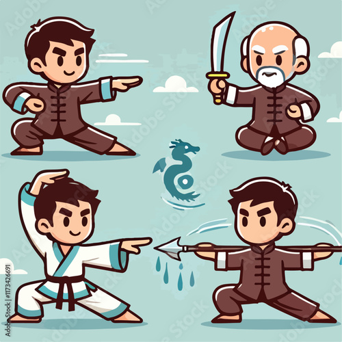 set of people kung fu