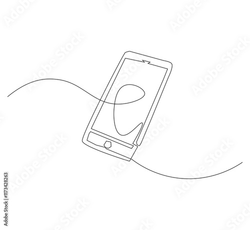Smartphone continuous line. Continuous one line drawing smartphone. Technology, device  concept. Single line drawing