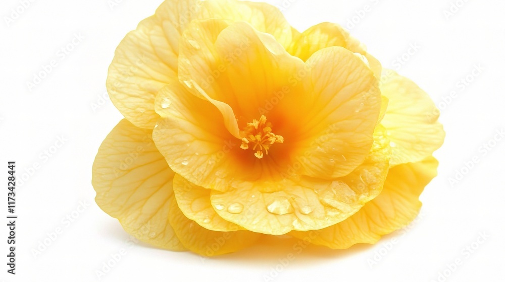 Bright Yellow Begonia Bloom Close Up on White Background Bright Yellow Begonia Bloom Close Up on White Background