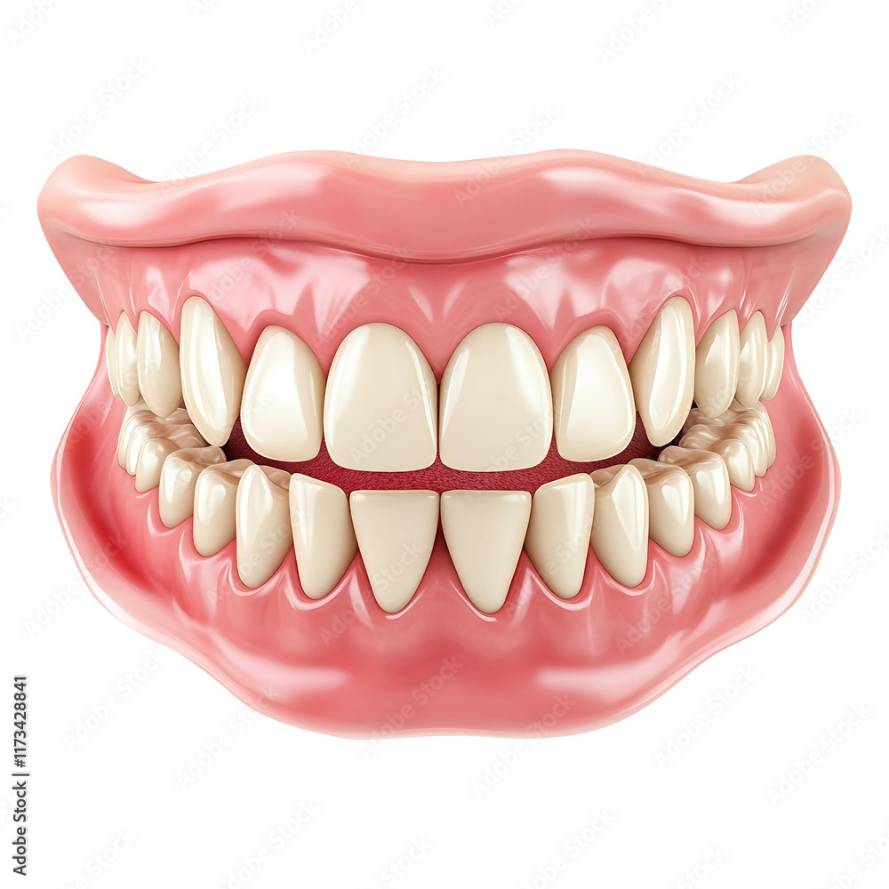 Obraz premium Smiling mouth with teeth isolated on transparent background remove PNG, clipping path