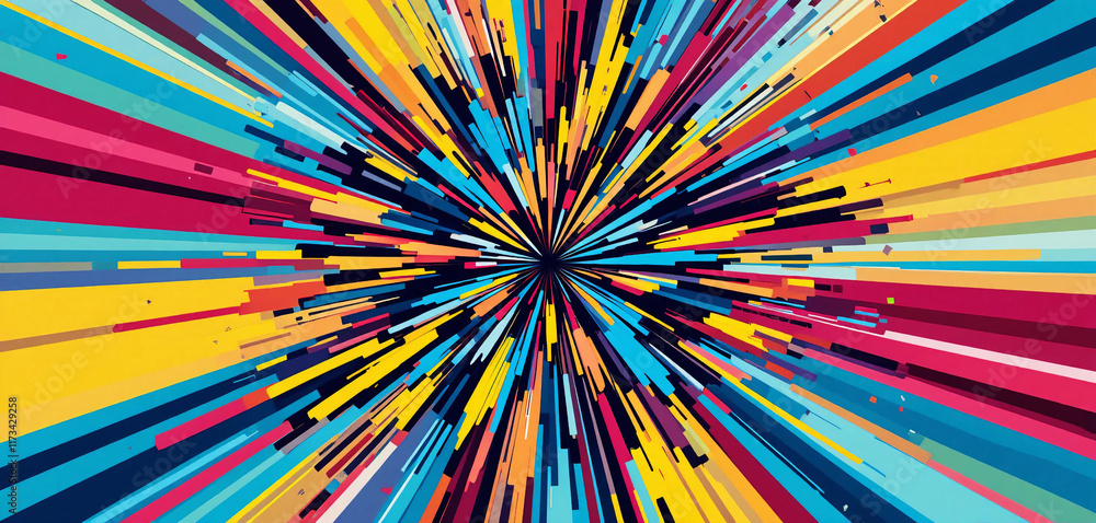 Colorful Explosion Pop Art Background with Dynamic Movement and Radial Symmetry
Colorful Explosion Pop Art Background with Dynamic Movement and Radial Symmetry