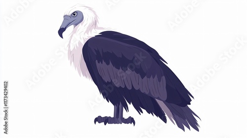 Majestic White-necked Vulture Bird Illustration photo