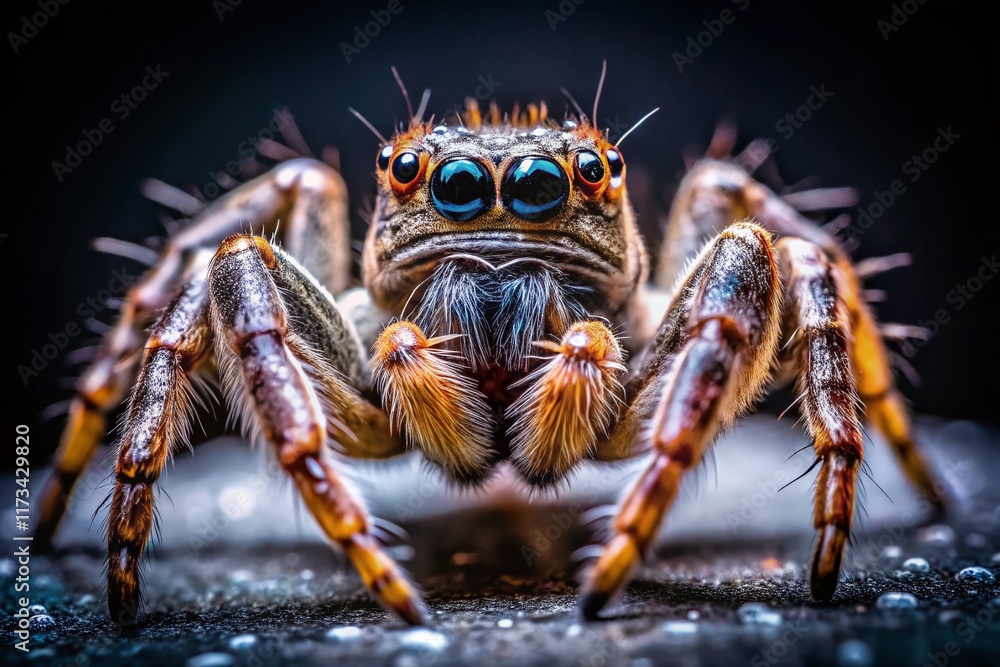 Fototapeta premium Night Photography: Spider on a Smooth, Uniform Background - Macro Shot