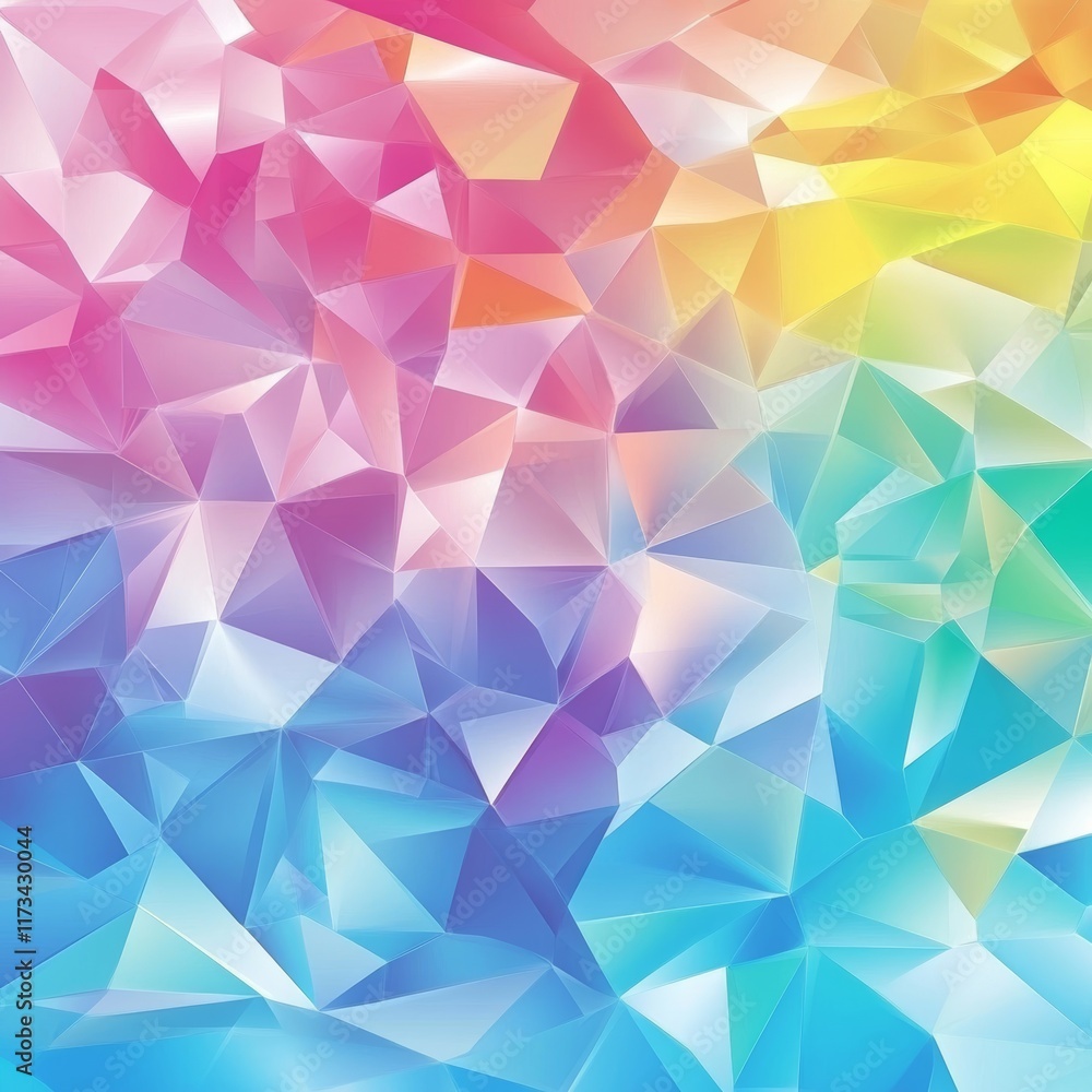 Obraz premium A colorful background with a rainbow of colors and a lot of triangles. The background is made up of different colors and shapes, creating a vibrant and dynamic look