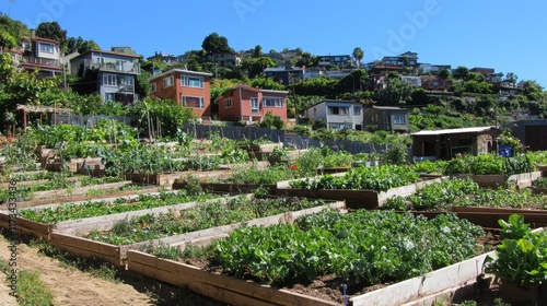 Neighborhood community garden promotes eco-friendly daily practices photo