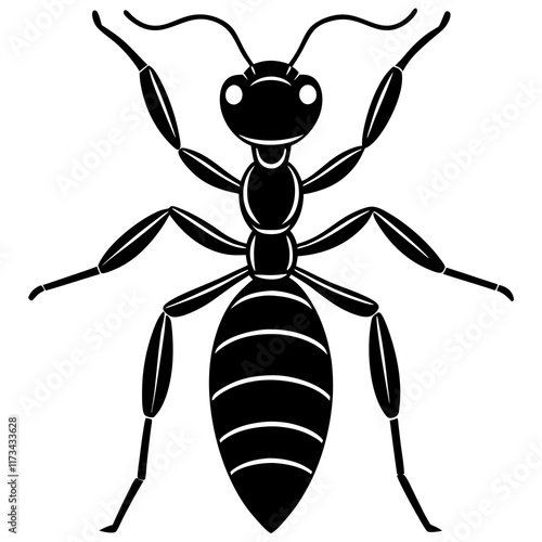 Cute Silhouette of a Ant line art vector cartoon illustration