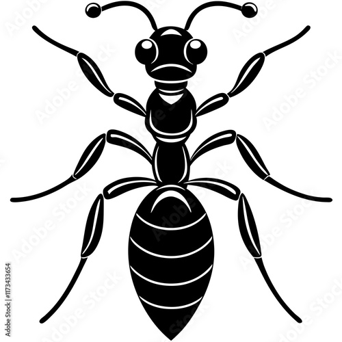 Cute Silhouette of a Ant line art vector cartoon illustration