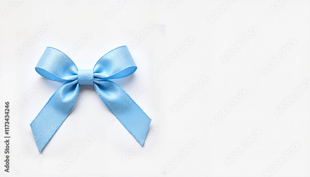 Blue satin ribbon bow on white background Blue satin ribbon bow on white background