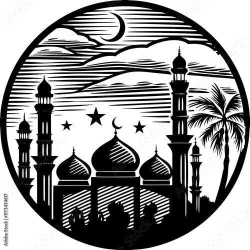 silhouette of mosque