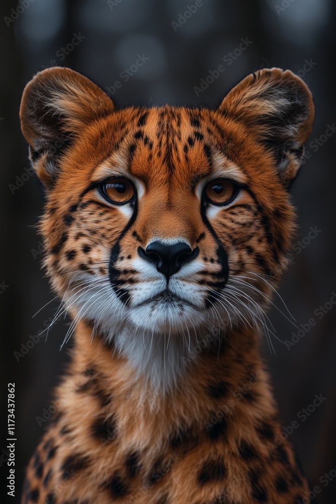 Fototapeta premium Majestic cheetah portrait: intense gaze of endangered beauty