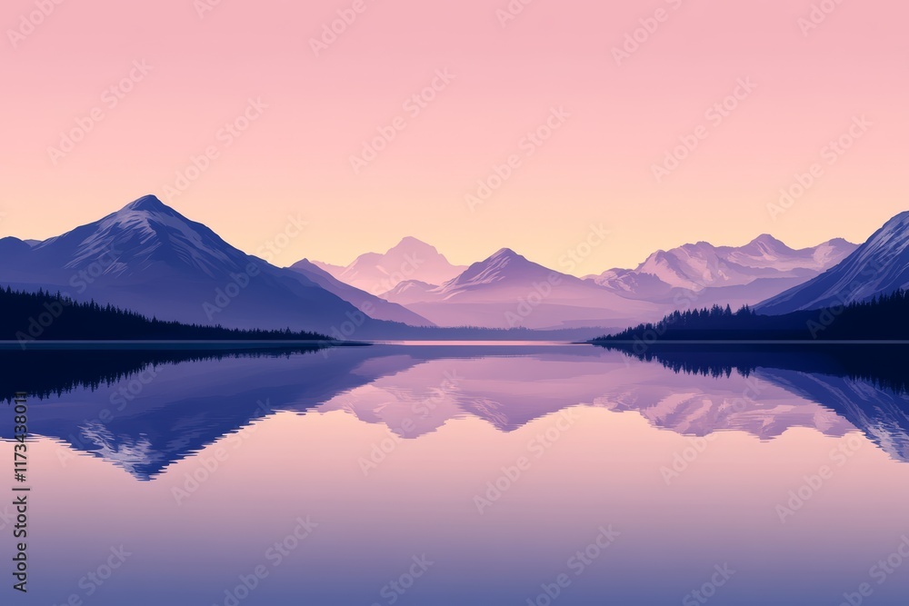 A breathtaking view of mountains reflecting in a calm lake during sunset, showcasing pastel hues and a tranquil atmosphere. A breathtaking view of mountains reflecting in a calm lake during sunset, showcasing pastel hues and a tranquil atmosphere.